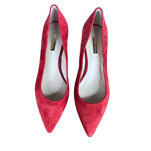 Louise Et Cie Red Suede Pointed Toe Kitten Heels Size 8.5M - Picture 9 of 16
